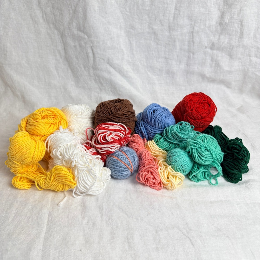 Mixed Yarn Lot Multi Color Crochet Knitting Balls Destash Partial 18oz